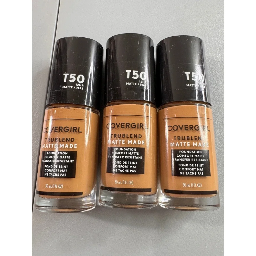 Covergirl TruBlend Matte Made Foundation Women 1oz T50 Natural Tan New 3pk Matte